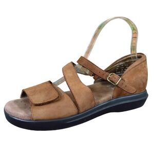 Propet W0044 Women Sandal 7.5 Wide Walking Comfort Brown Leather Adjustable